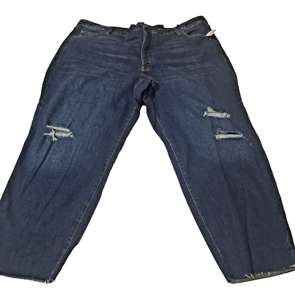 Old Navy High Rise O.G. Straight Jeans Button Fly Size 26 Distress Smooth Pocket